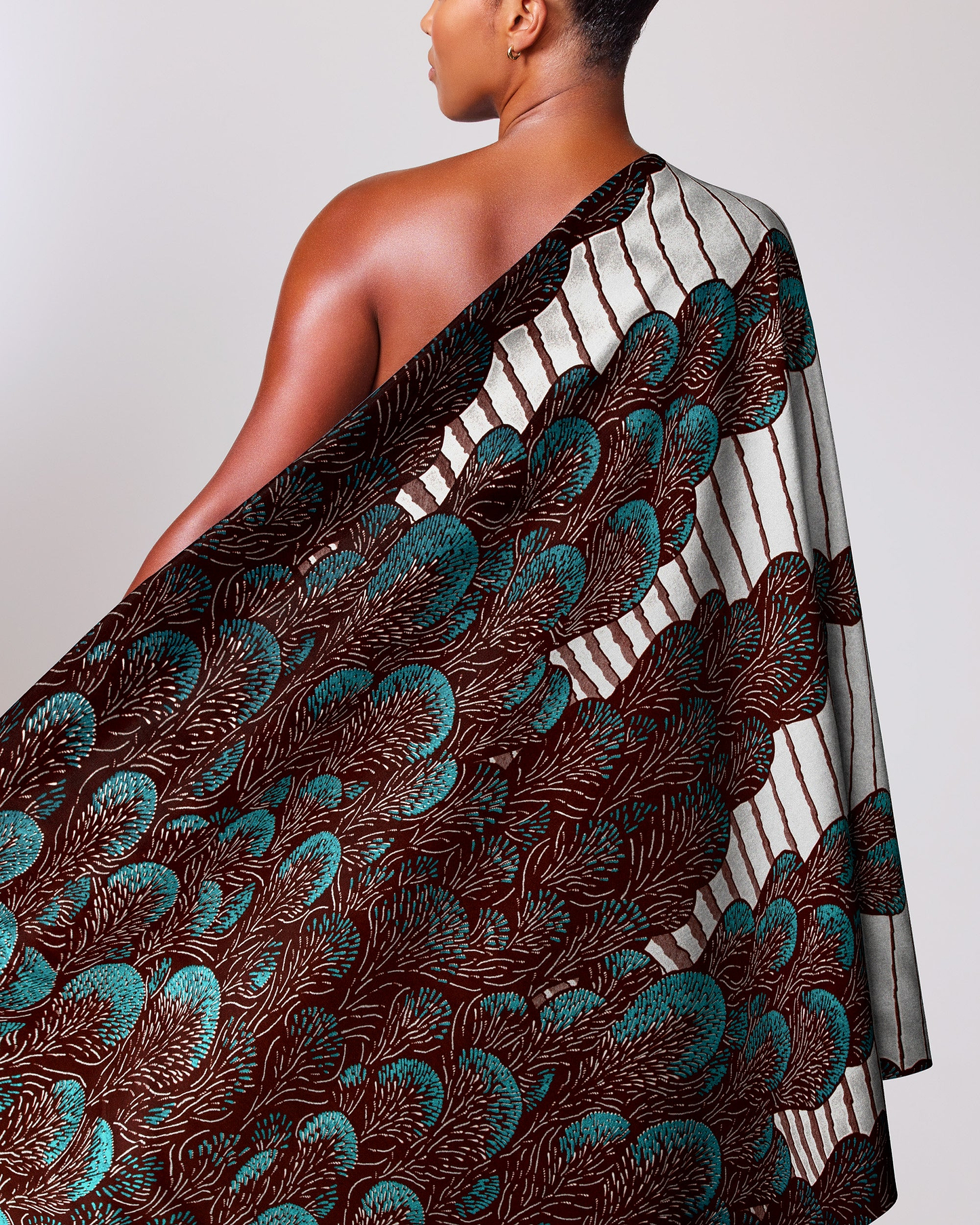 One-shoulder wrap dress rich brown wax glitterglam vl03762.012