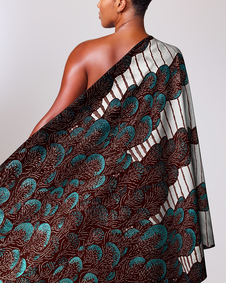 One-shoulder wrap dress rich brown wax glitterglam vl03762.012