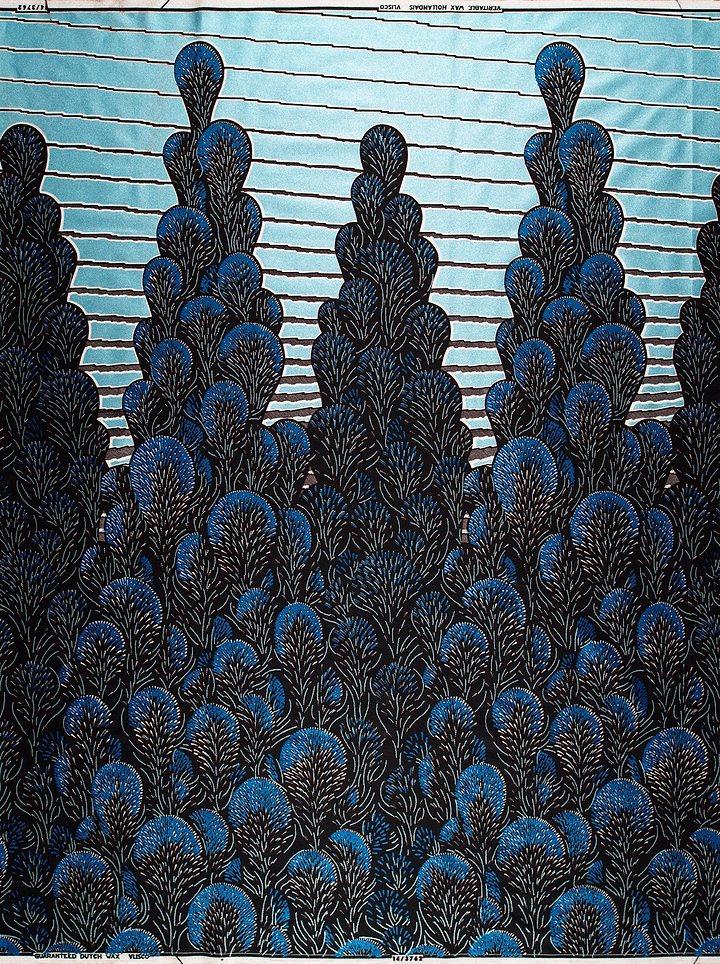 Blue black patterned fabric stylized wax glitterglam vl03762.013