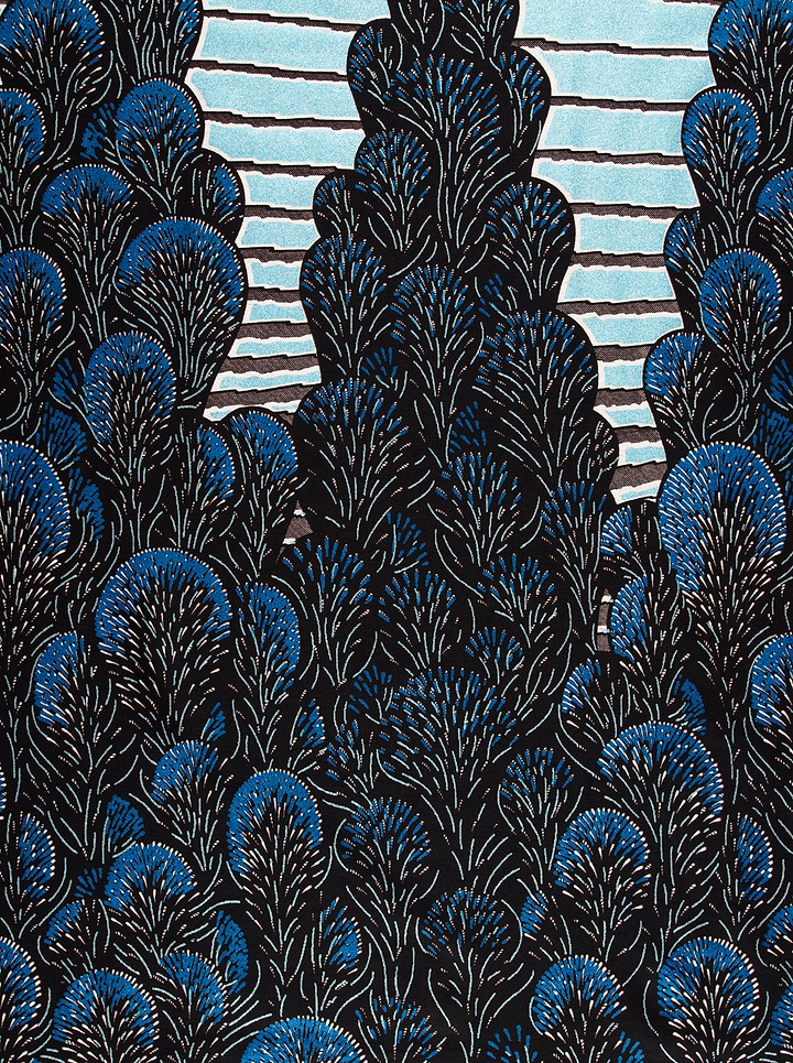 Blue black patterned fabric stylized wax glitterglam vl03762.013