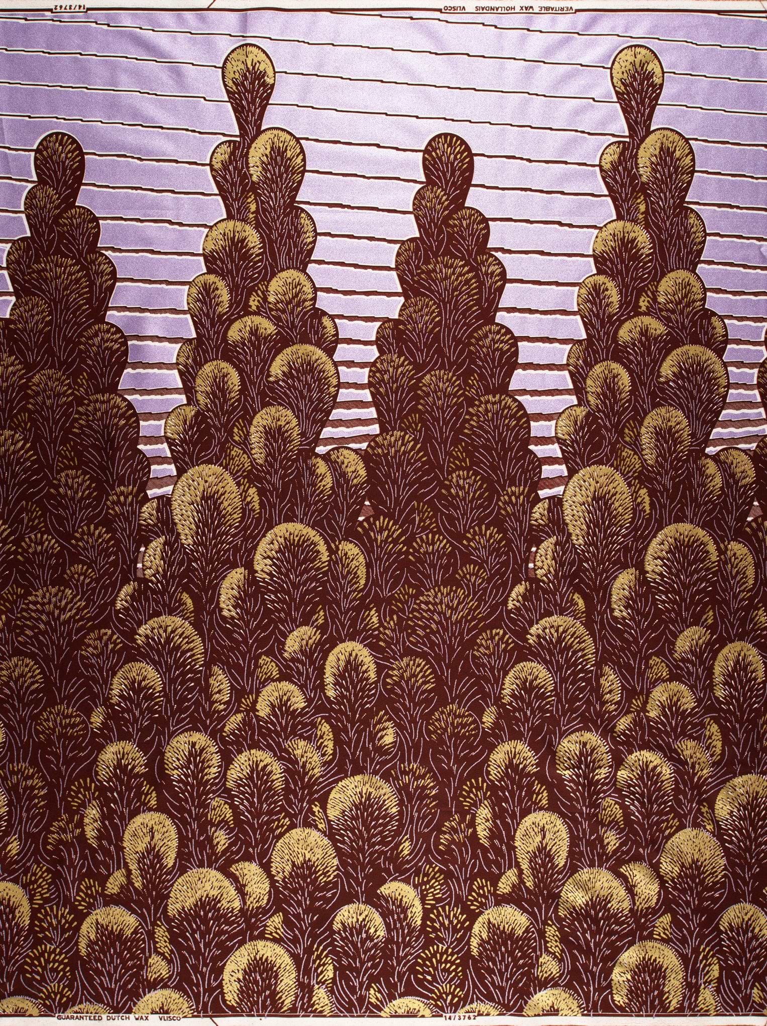 Purple gold patterned fabric stylized wax glitterglam vl03762.014