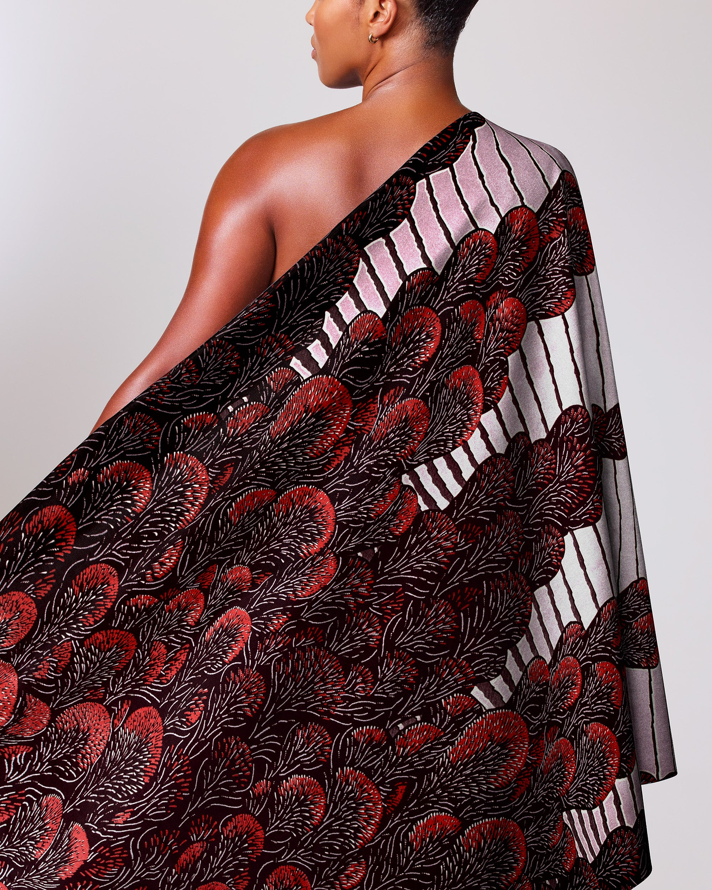 One-shoulder wrap dress bold red wax glitterglam vl03762.015