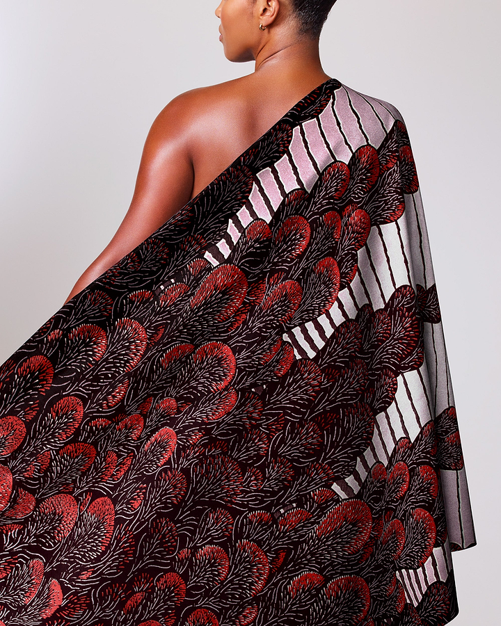 One-shoulder wrap dress bold red wax glitterglam vl03762.015