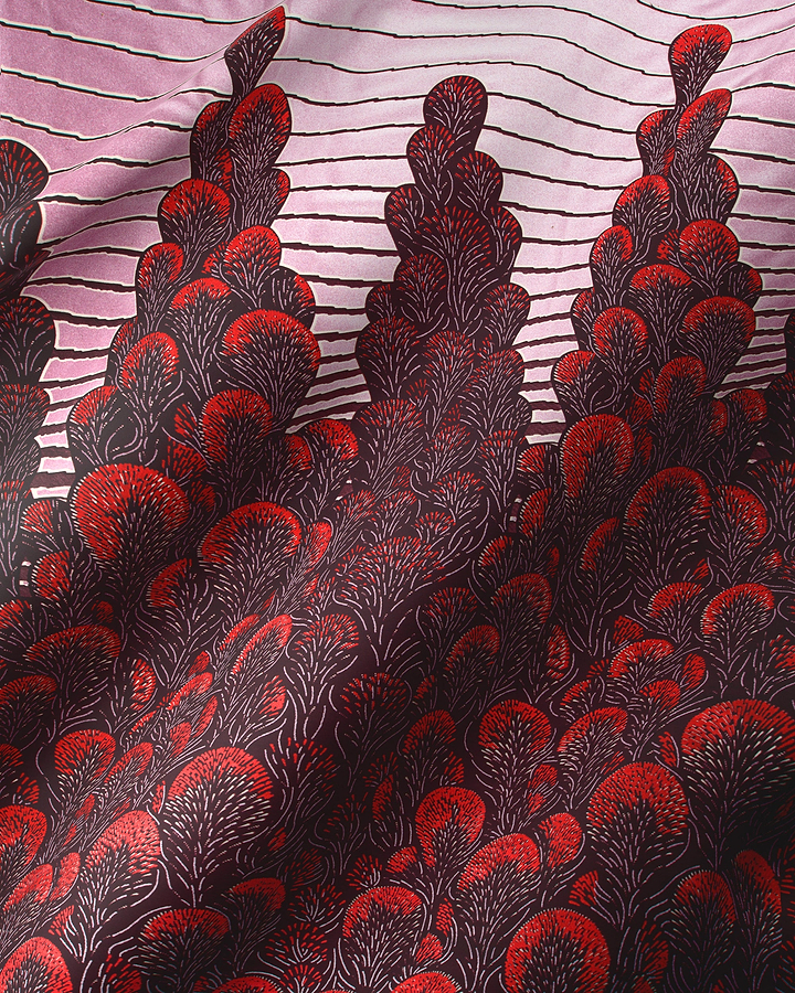 Vibrant red black patterned fabric wax glitterglam vl03762.015