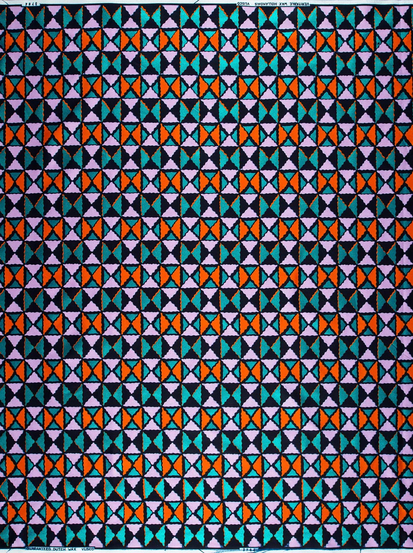 Vibrant geometric-patterned fabric design orange wax hollandais vl03784.065