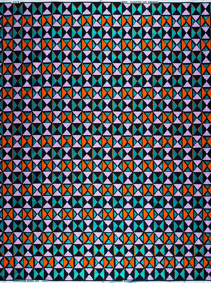 Vibrant geometric-patterned fabric design orange wax hollandais vl03784.065