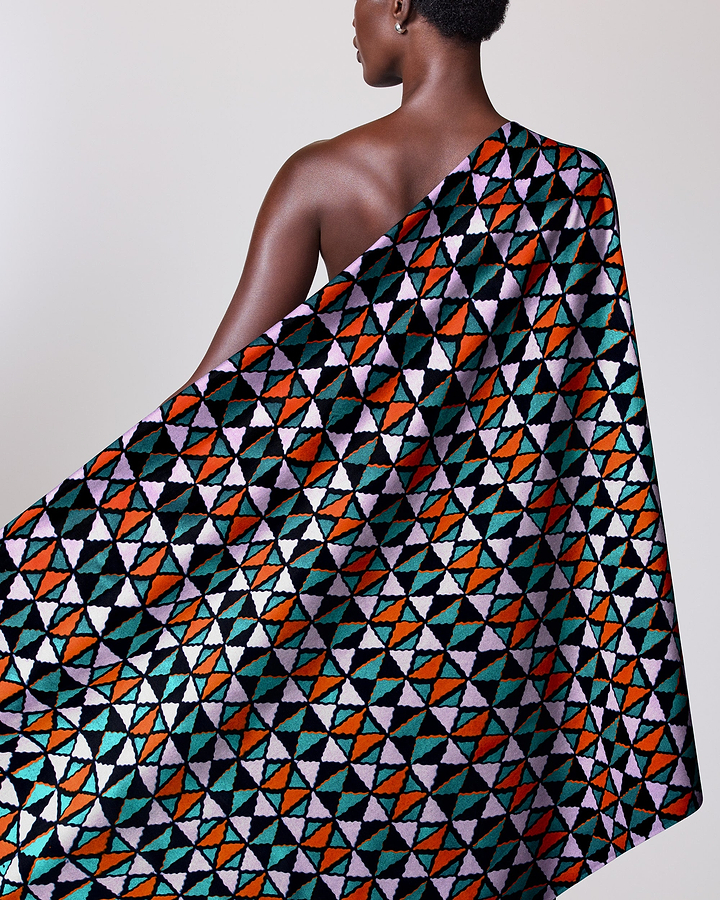 Vibrant one-shoulder wrap dress bold wax hollandais vl03784.065