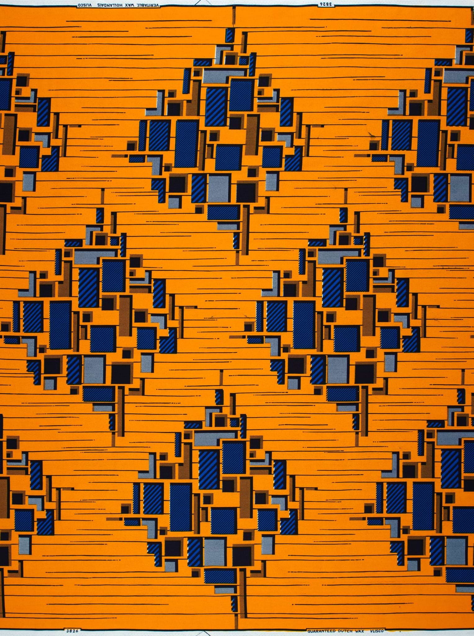 Orange fabric geometric diamond pattern wax hollandais vl03826.144