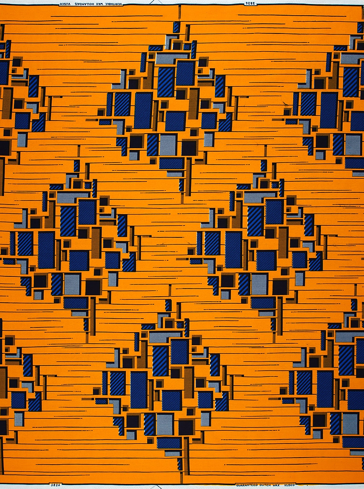 Orange fabric geometric diamond pattern wax hollandais vl03826.144