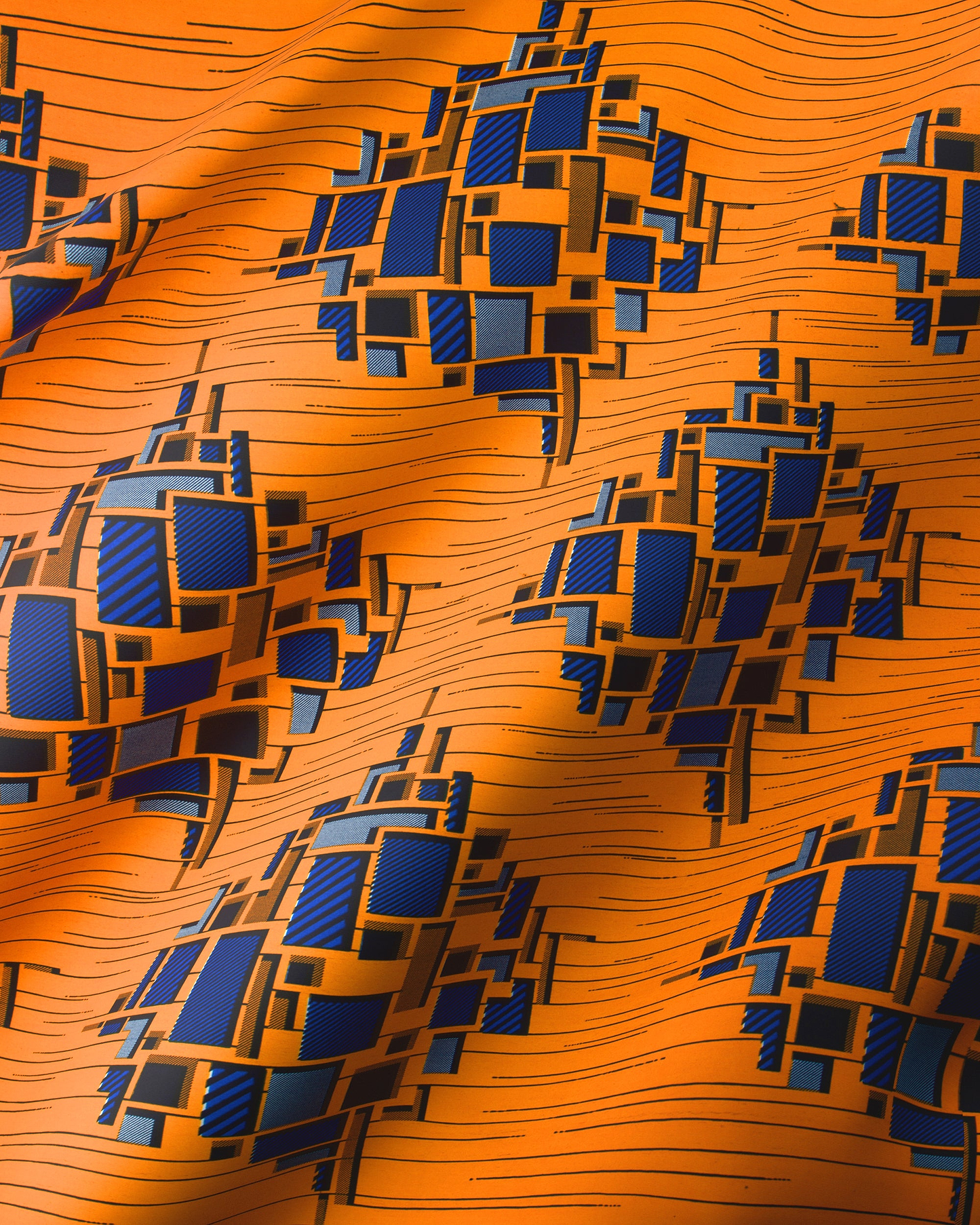 Orange fabric geometric diamond pattern wax hollandais vl03826.144