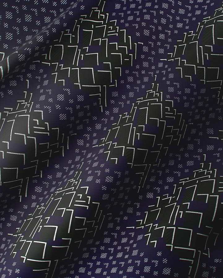 Dark navy fabric pattern white sky wax vl03826.174