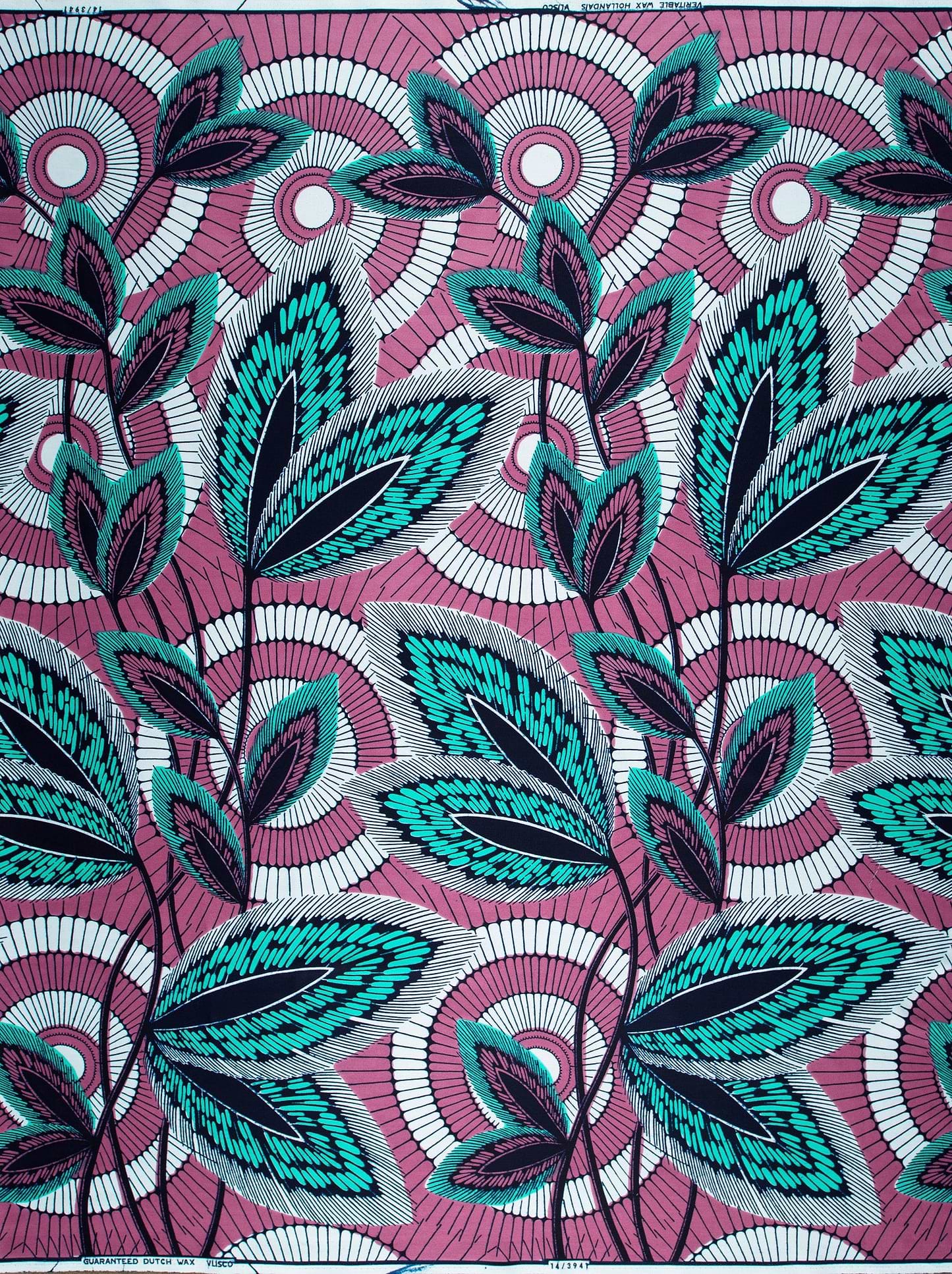 Vibrant pink teal african print wax hollandais vl03941.011