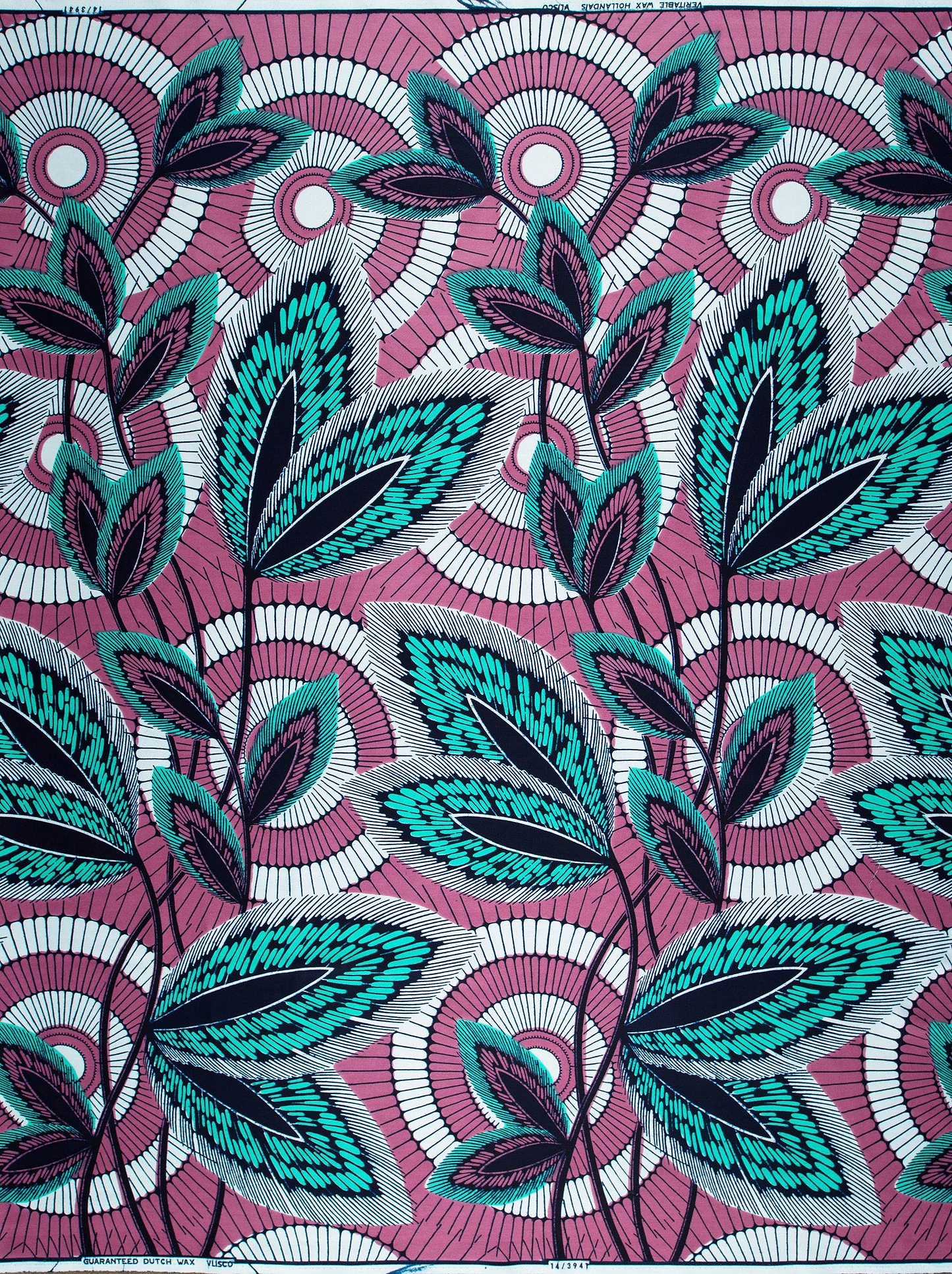Vibrant pink teal african print wax hollandais vl03941.011