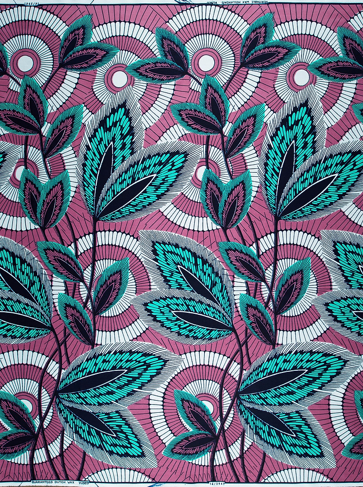 Vibrant pink teal african print wax hollandais vl03941.011