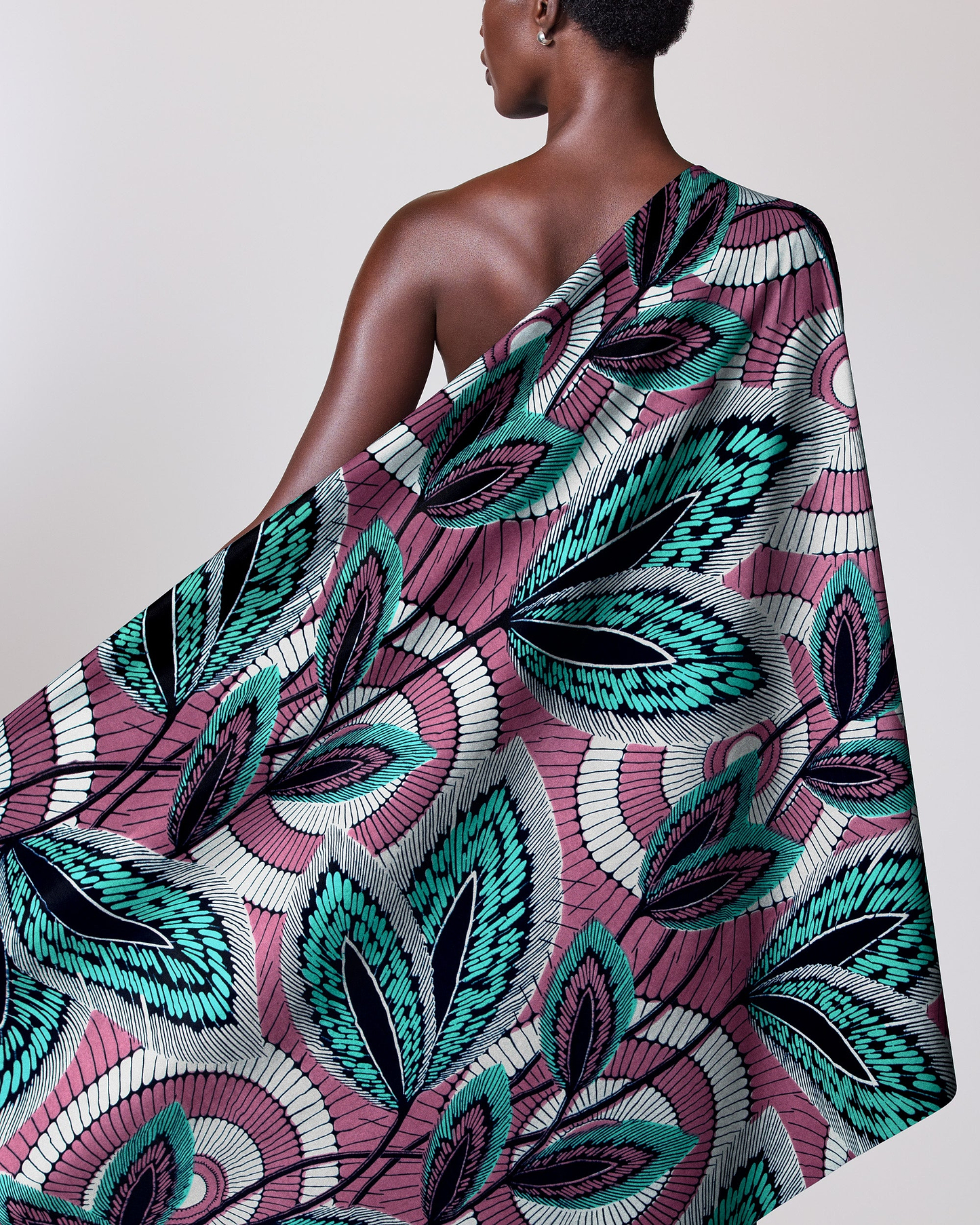 Vibrant one-shoulder wrap dress bold wax hollandais vl03941.011