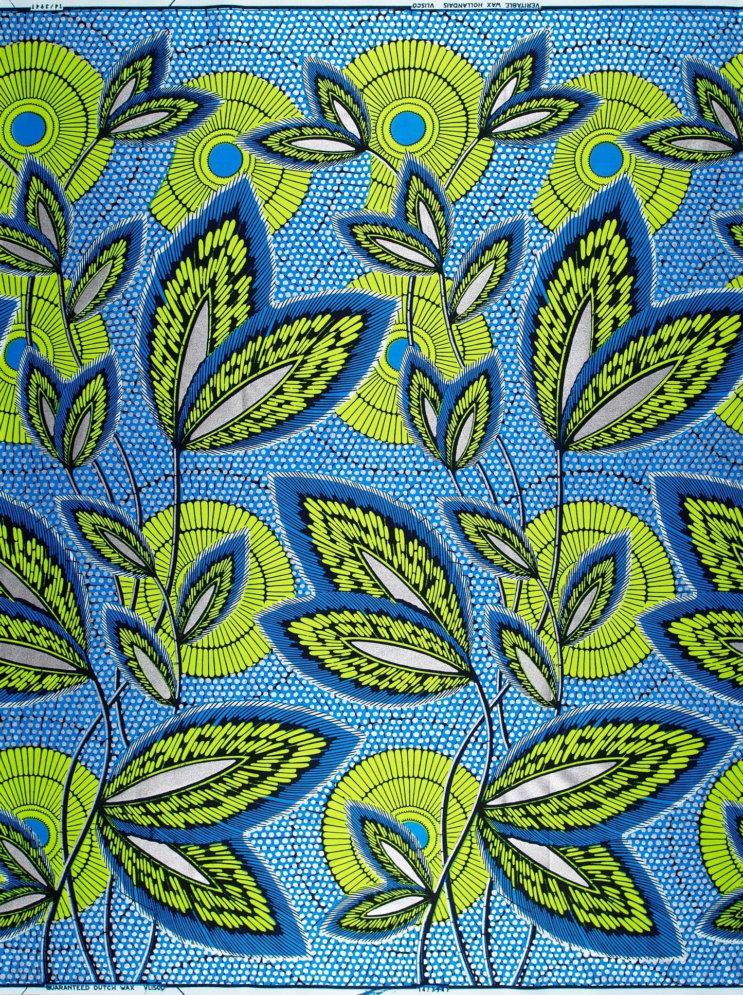 Vibrant blue lime green patterned wax hollandais vl03941.012