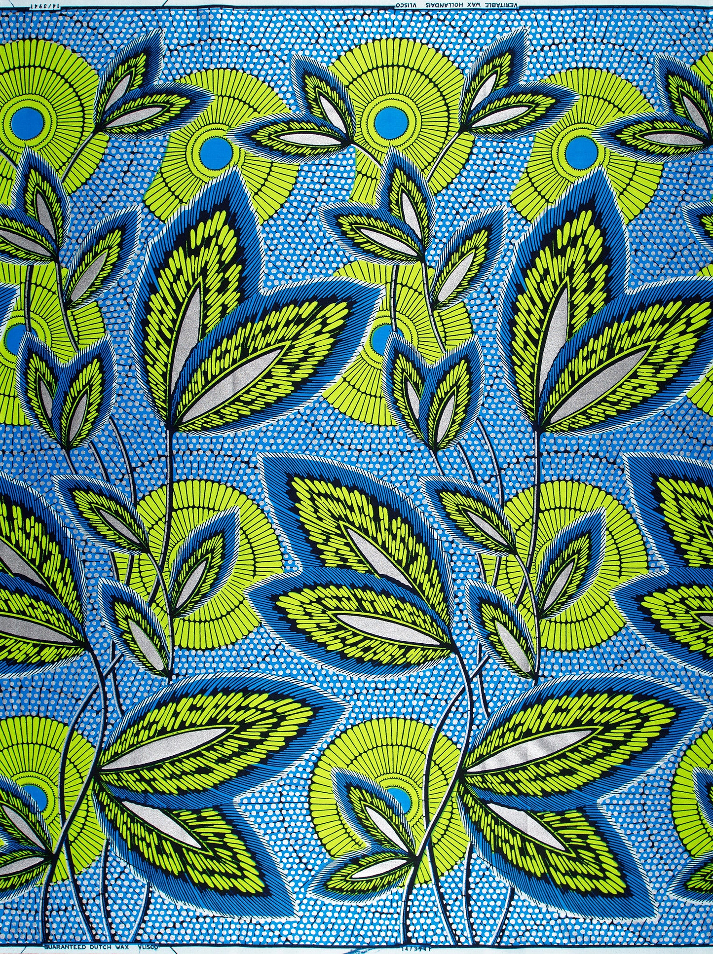 Vibrant blue lime green patterned wax hollandais vl03941.012