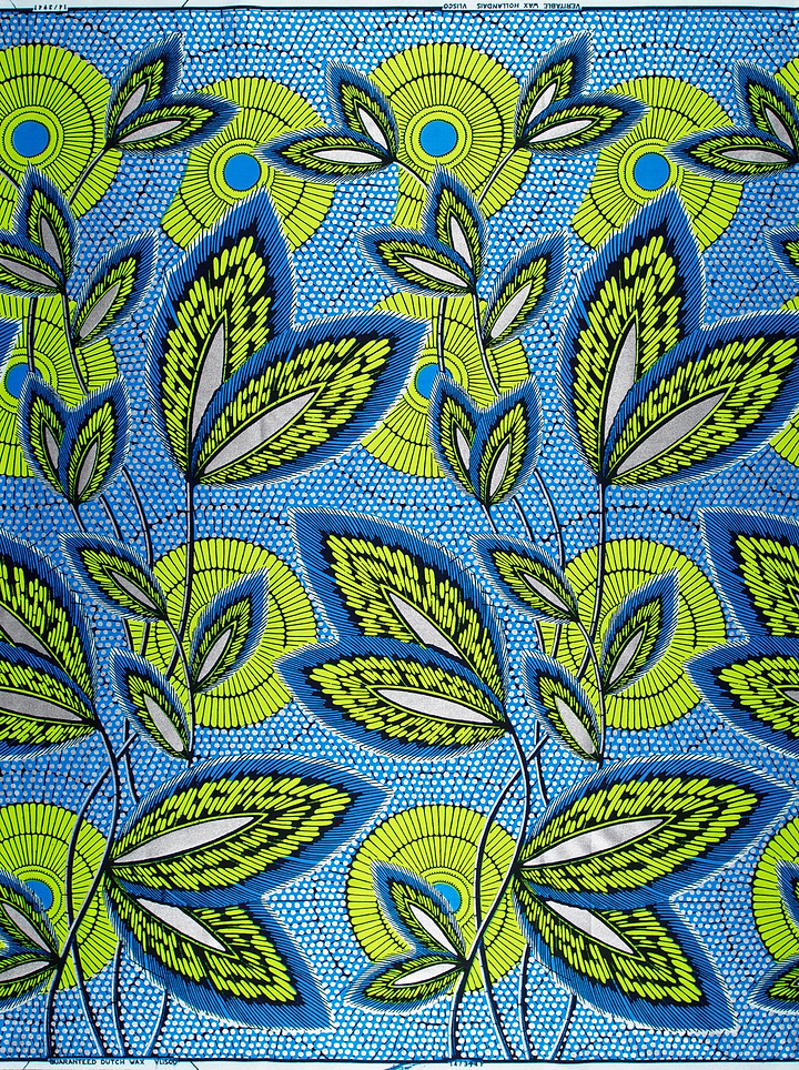 Vibrant blue lime green patterned wax hollandais vl03941.012