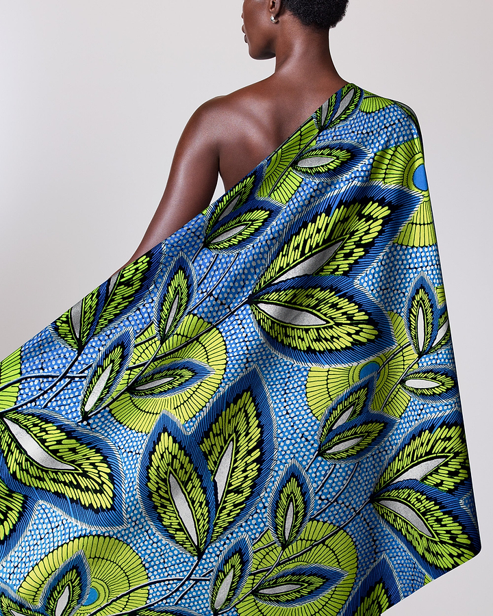 Vibrant blue lime green patterned wax hollandais vl03941.012