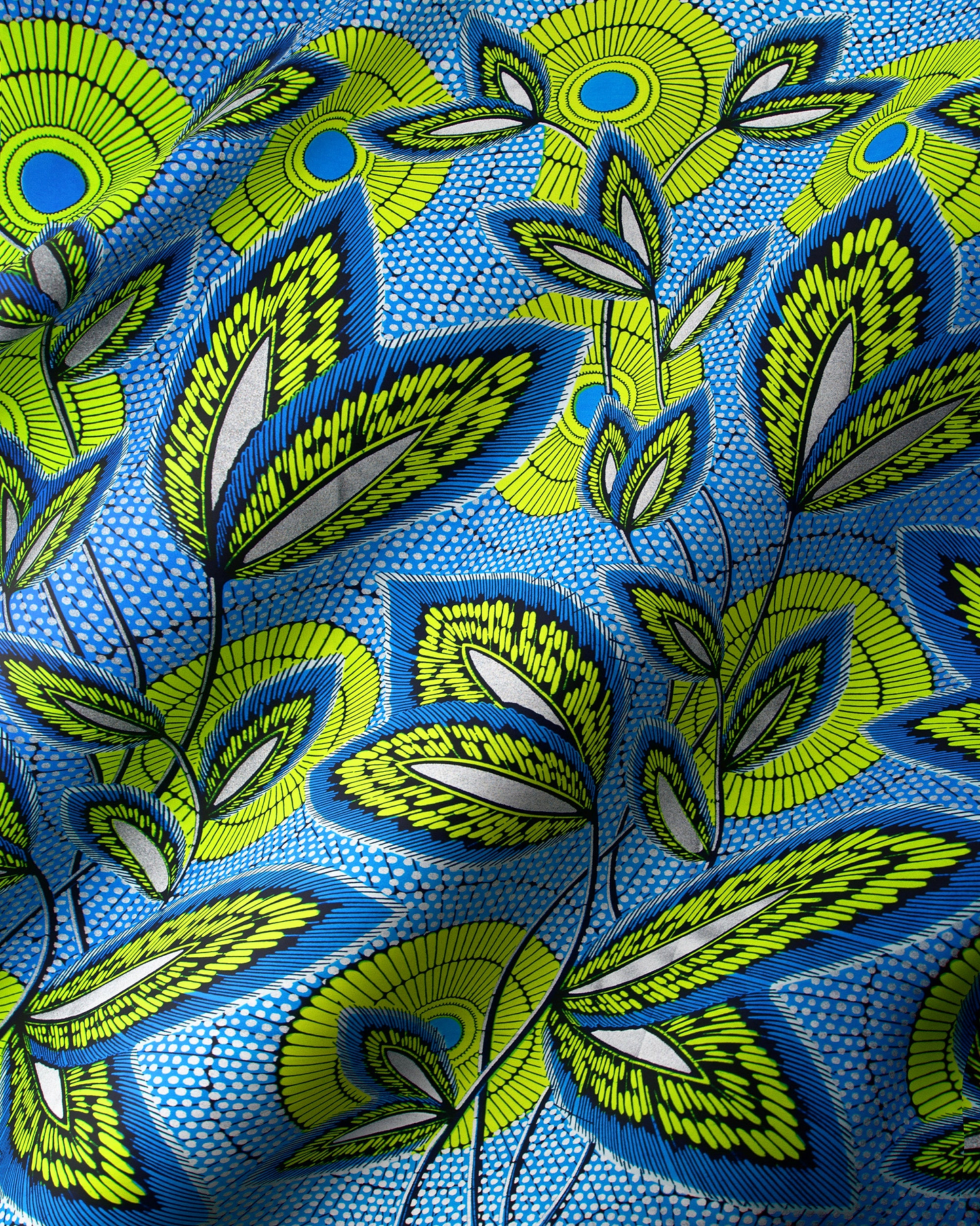 Vibrant blue lime green patterned wax hollandais vl03941.012