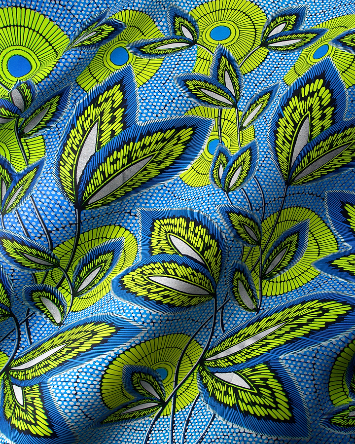 Vibrant blue lime green patterned wax hollandais vl03941.012