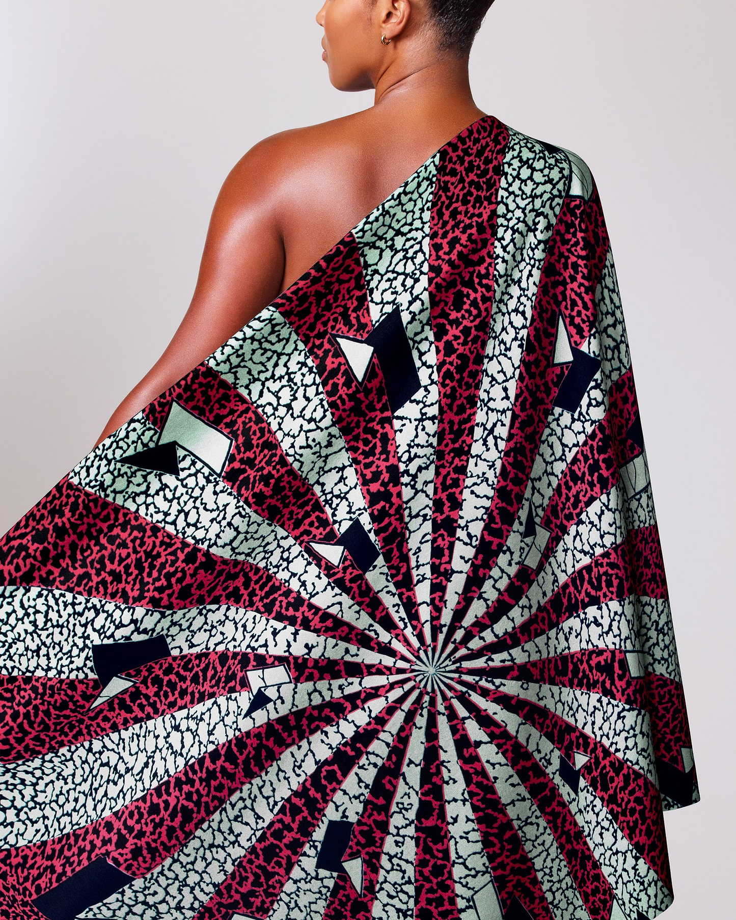 Vibrant one-shoulder wrap dress bold wax hollandais vl03967.033