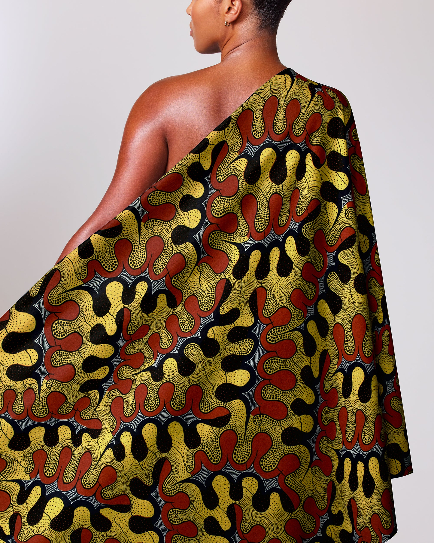 Vibrant one-shoulder wrap dress bold wax hollandais vl03988.199