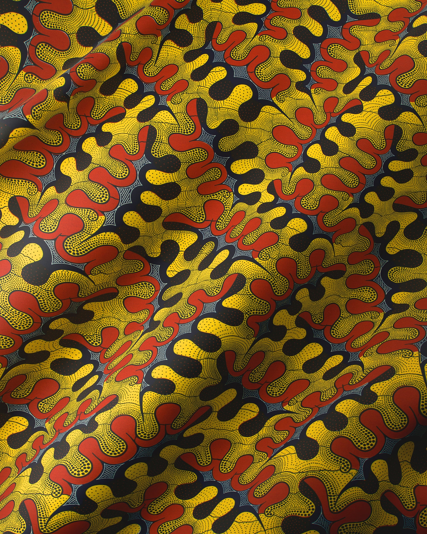 Vibrant yellow red black patterned wax hollandais vl03988.199