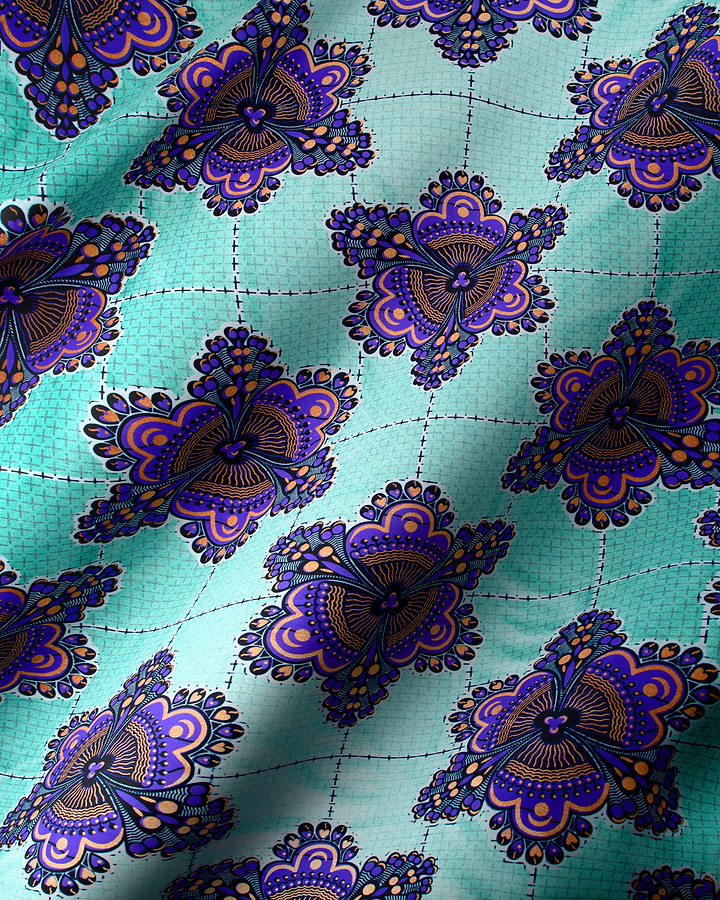 Teal fabric intricate purple brown wax glitterglam vl04185.016