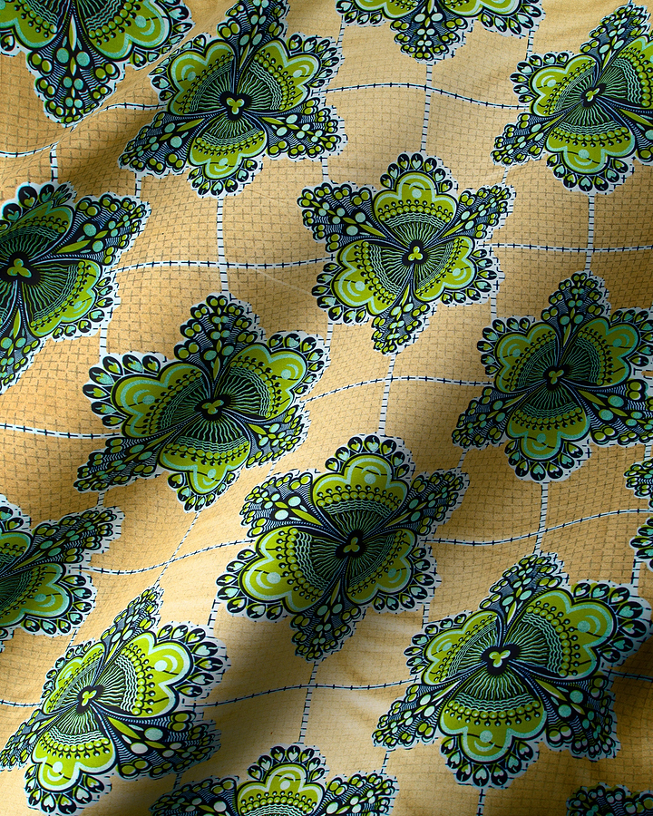 Vibrant green navy floral-patterned fabric wax glitterglam vl04185.019