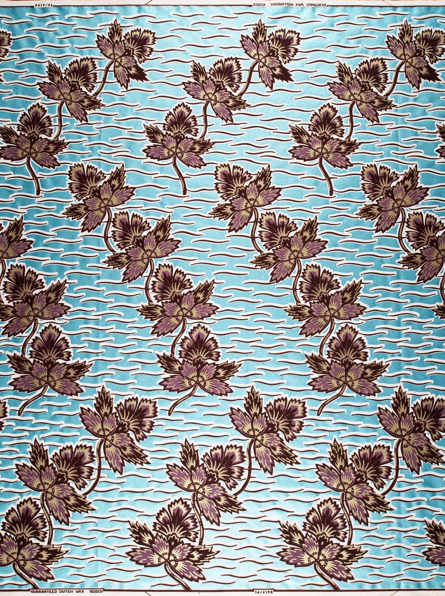 Light blue fabric pattern brown wax glitterglam vl04198.017