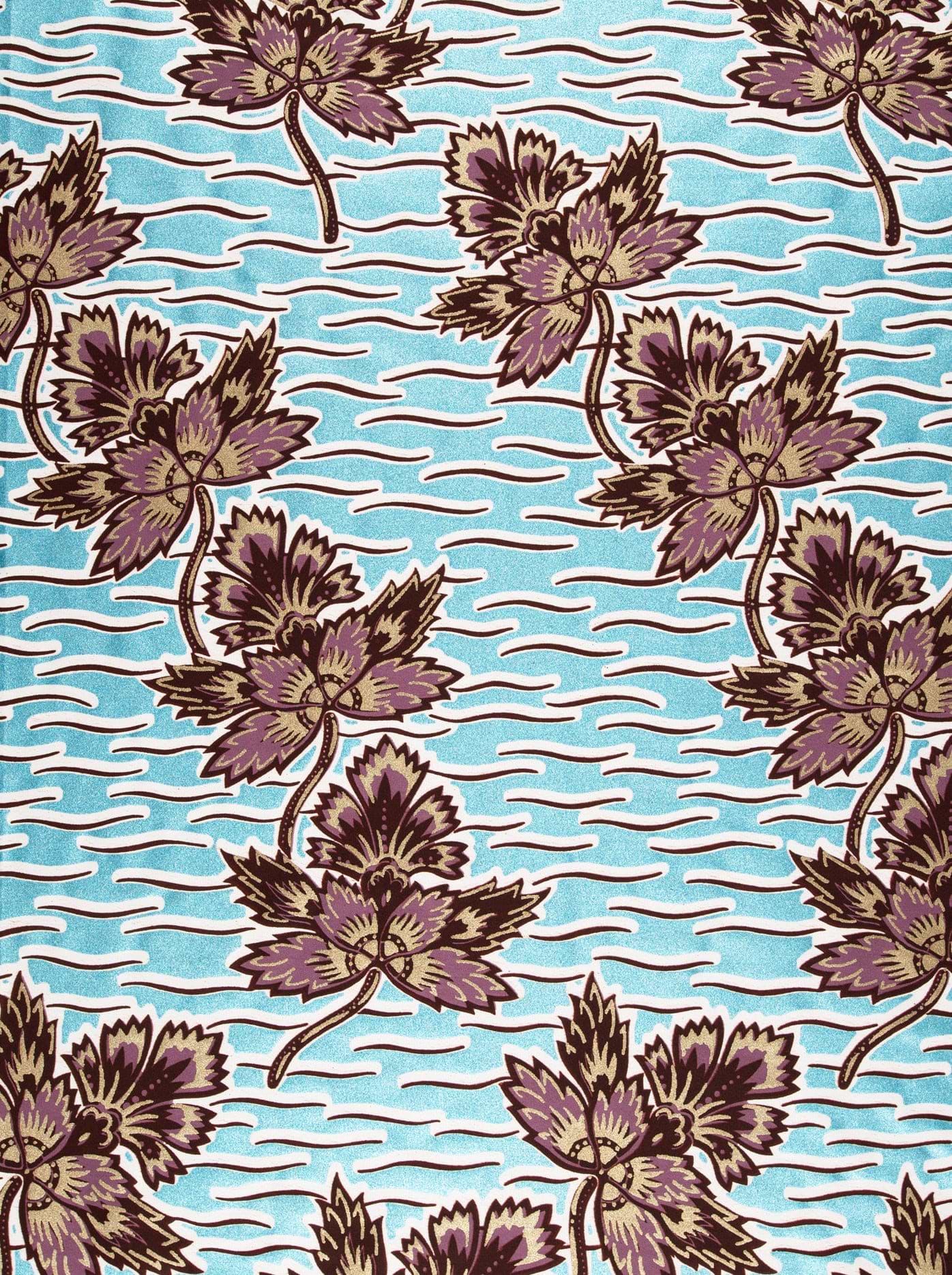 Vibrant turquoise fabric pattern stylized wax glitterglam vl04198.017