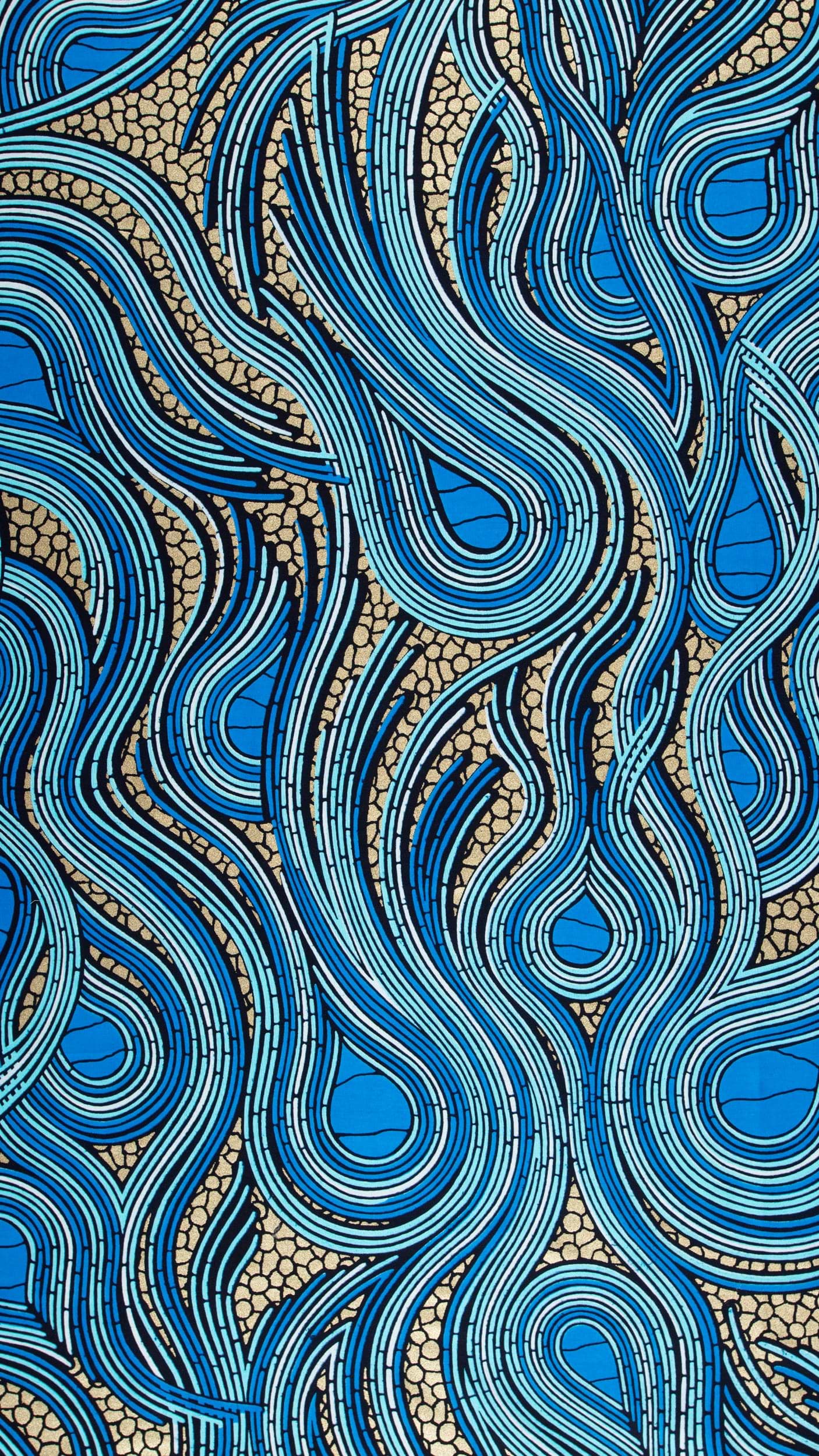 Vibrant blue teal wavy line wax hollandais vl04202.018