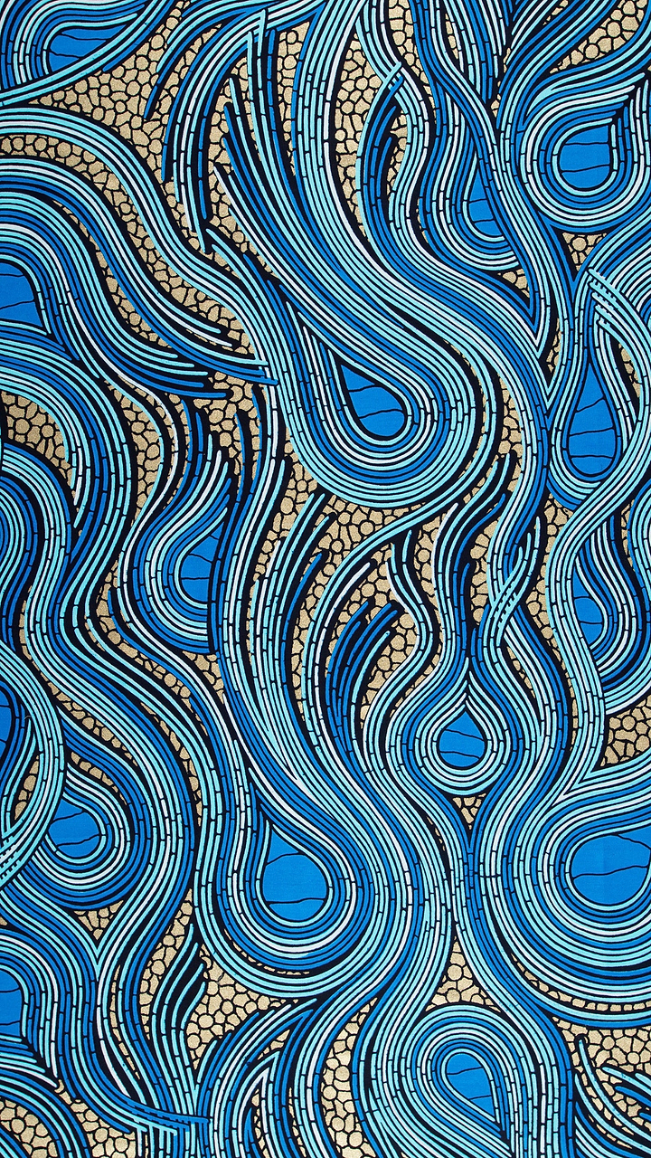 Vibrant blue teal wavy line wax hollandais vl04202.018