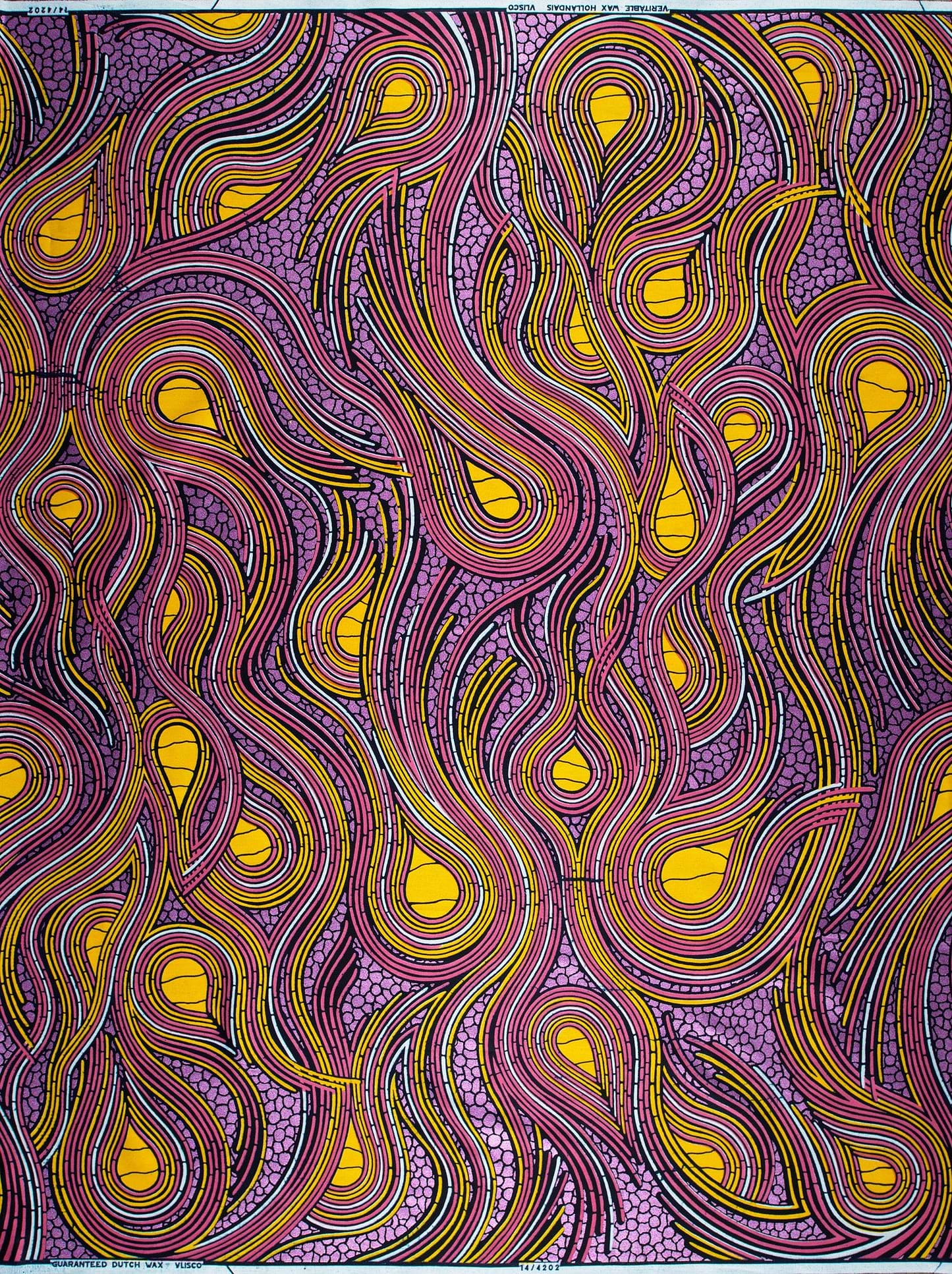 Vibrant purple yellow abstract fabric wax hollandais vl04202.020
