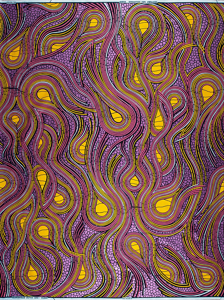 Vibrant purple yellow abstract fabric wax hollandais vl04202.020