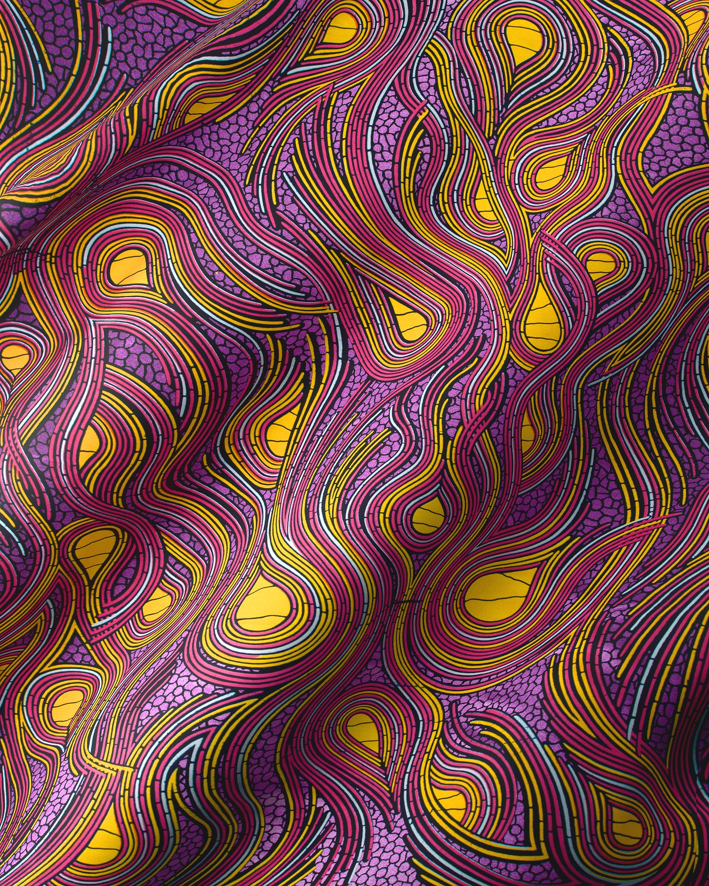 Vibrant purple fabric patterns yellow wax hollandais vl04202.020