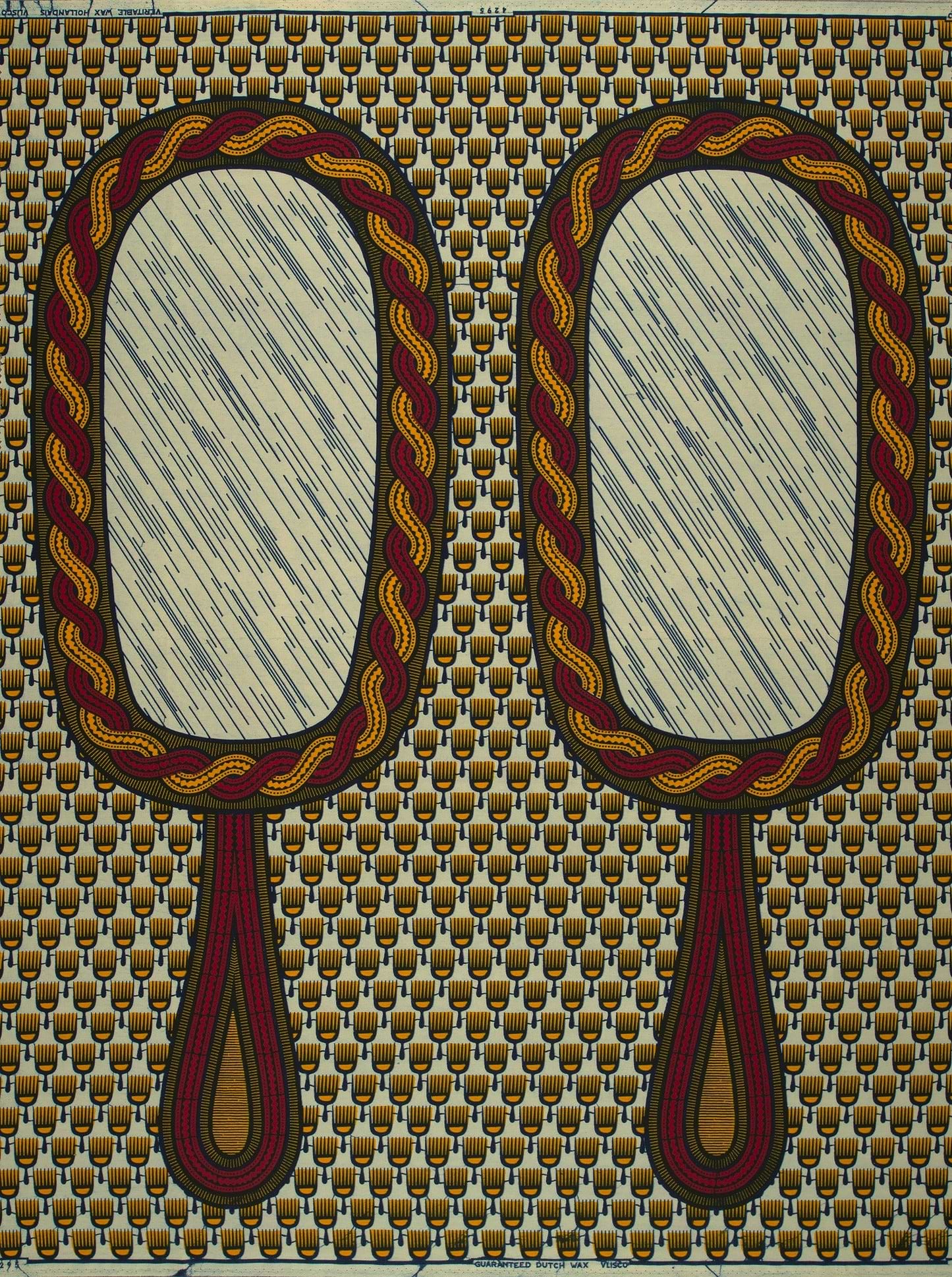 Mirrored hand mirrors patterned fabric wax hollandais vl04295.084