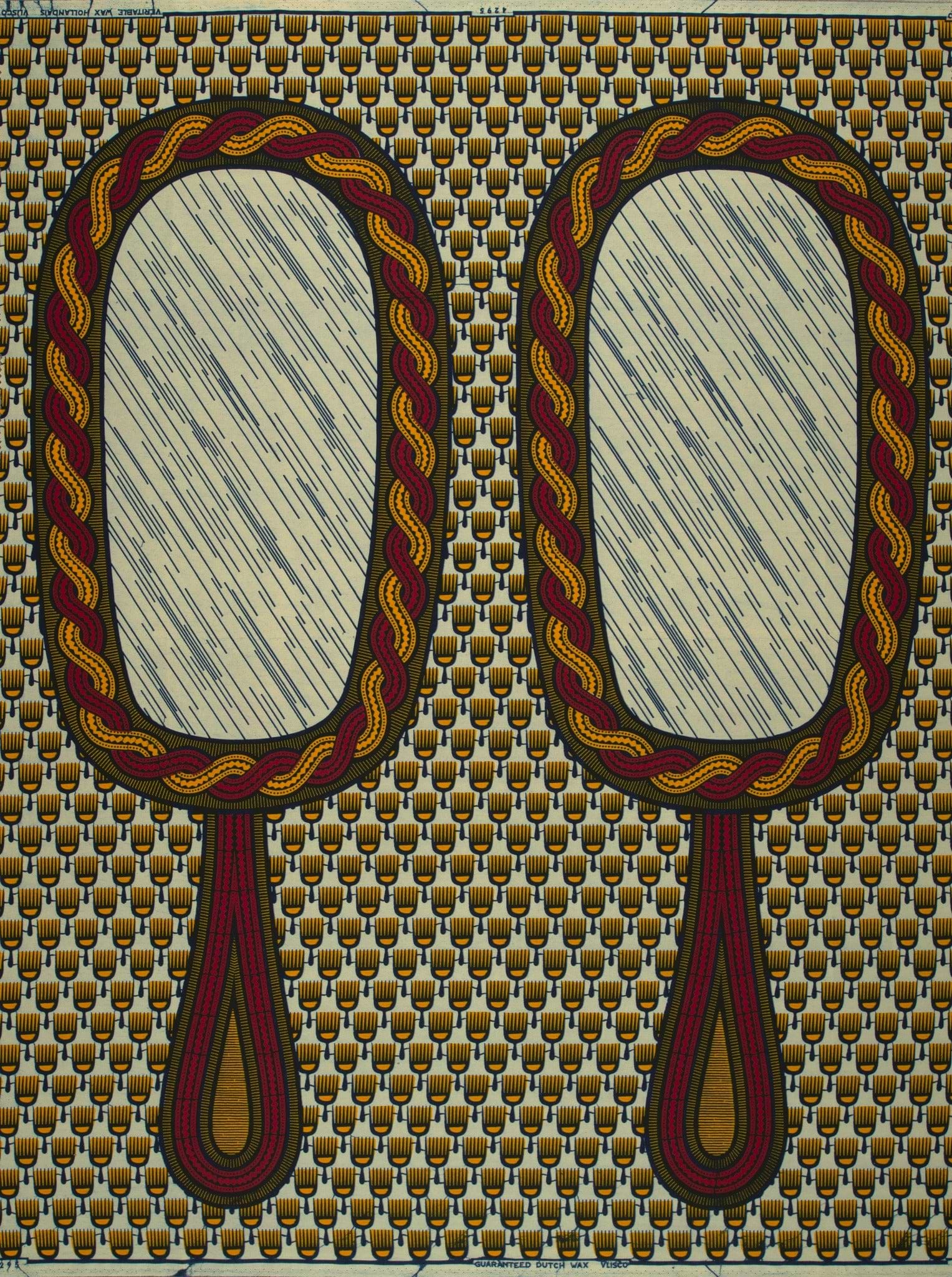 Mirrored hand mirrors patterned fabric wax hollandais vl04295.084