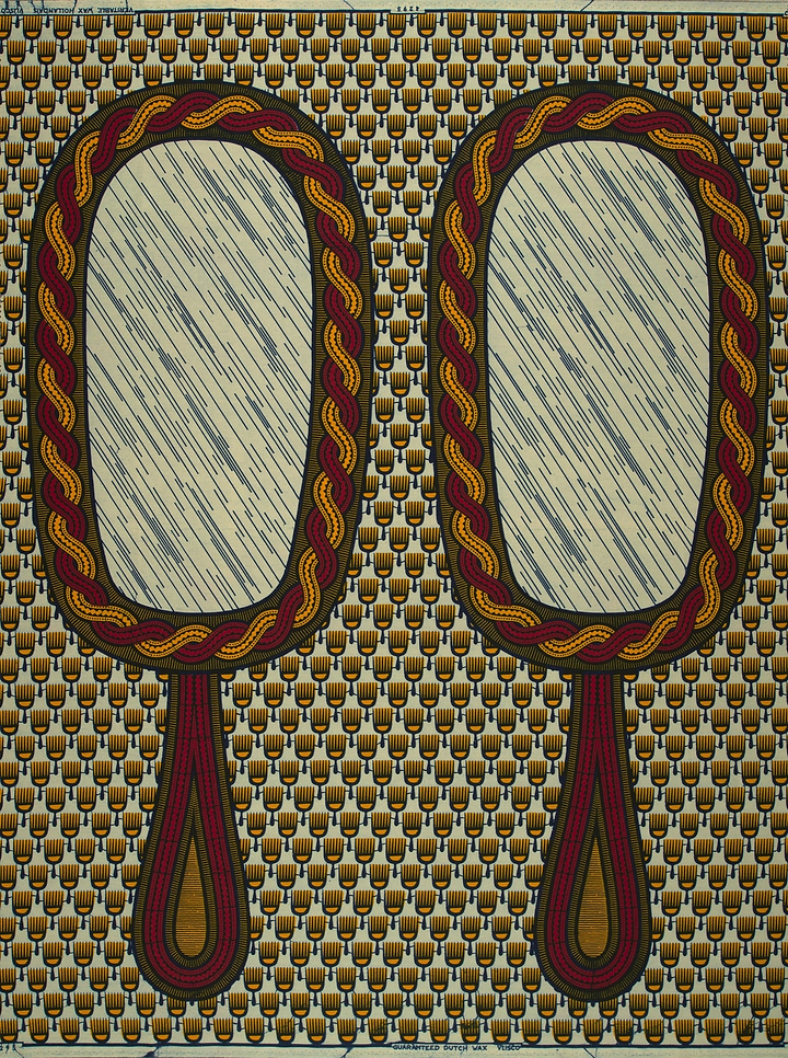 Mirrored hand mirrors patterned fabric wax hollandais vl04295.084