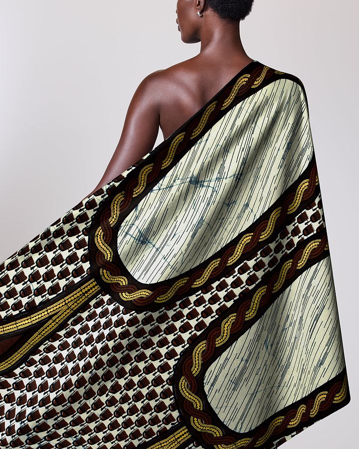Off-white brown patterned wrap intricate wax hollandais vl04295.089