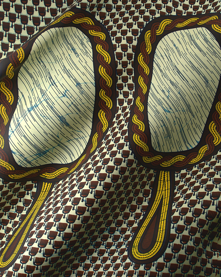 Vibrant brown cream patterned african wax hollandais vl04295.089
