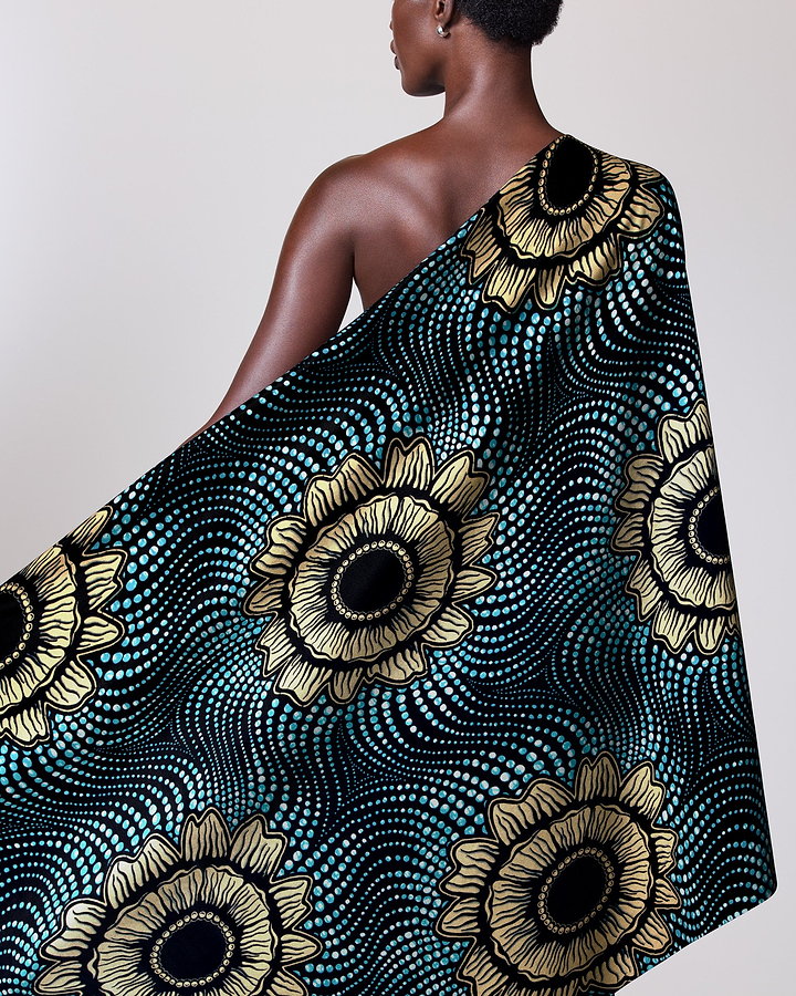 One-shoulder wrap dress bold teal wax hollandais vl04352.009