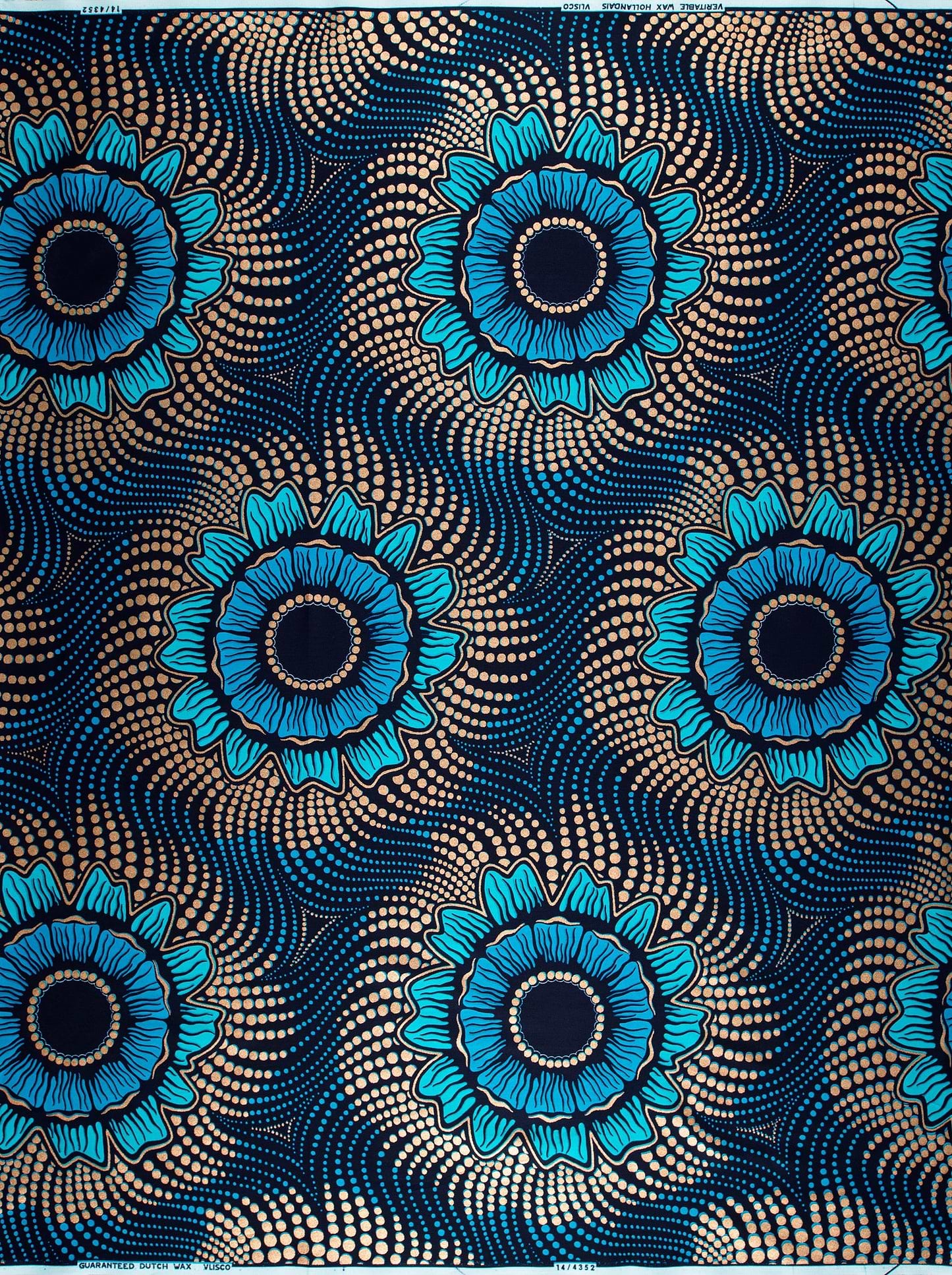 Vibrant blue floral-patterned african print wax hollandais vl04352.011