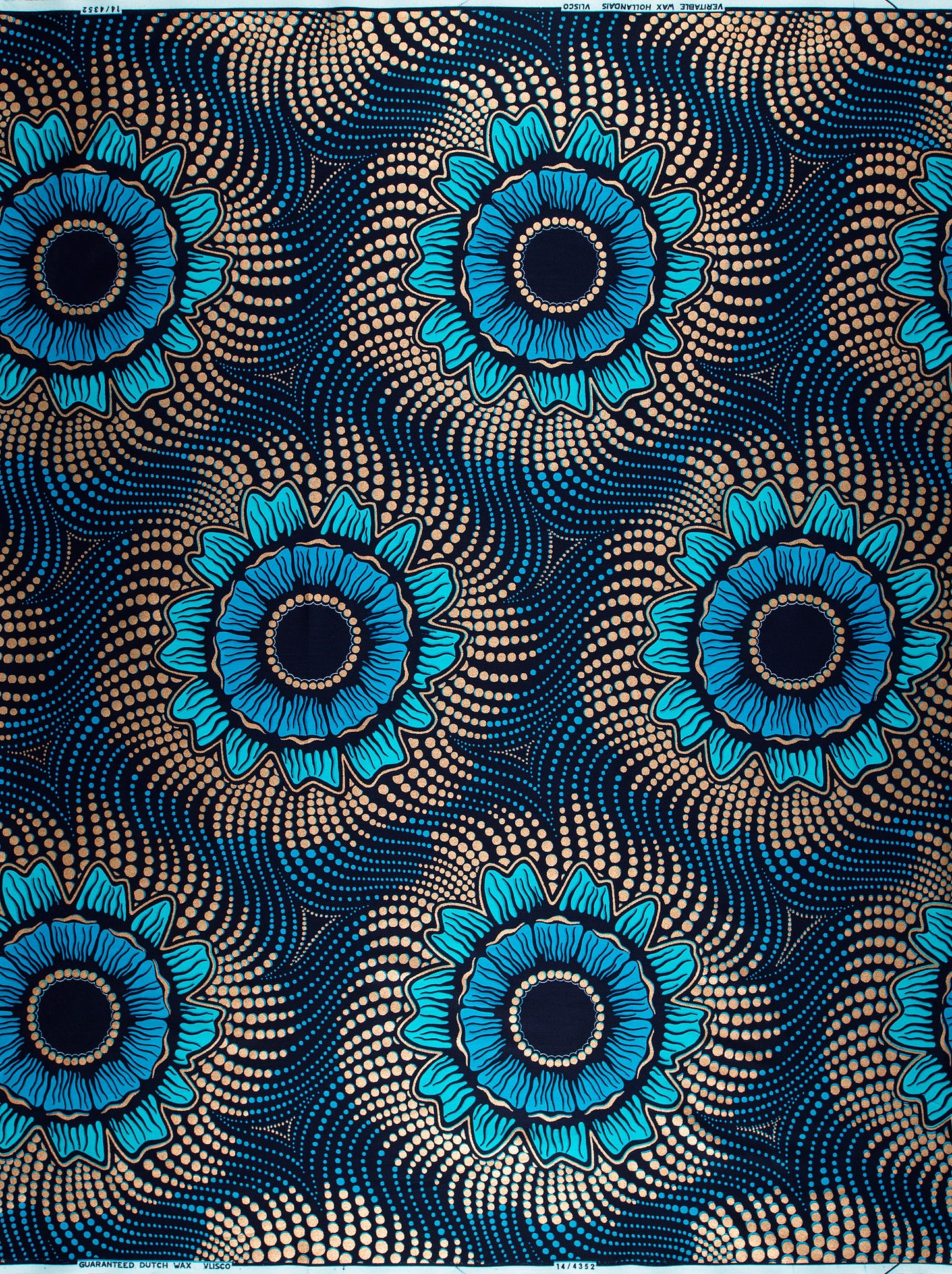 Vibrant blue floral-patterned african print wax hollandais vl04352.011