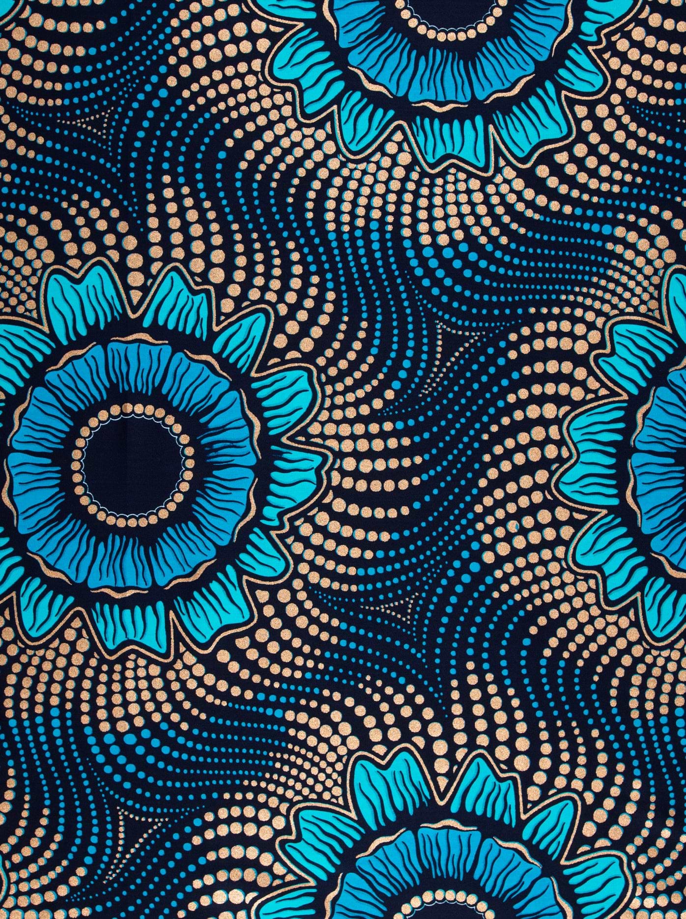 Vibrant blue floral-patterned fabric bold wax hollandais vl04352.011