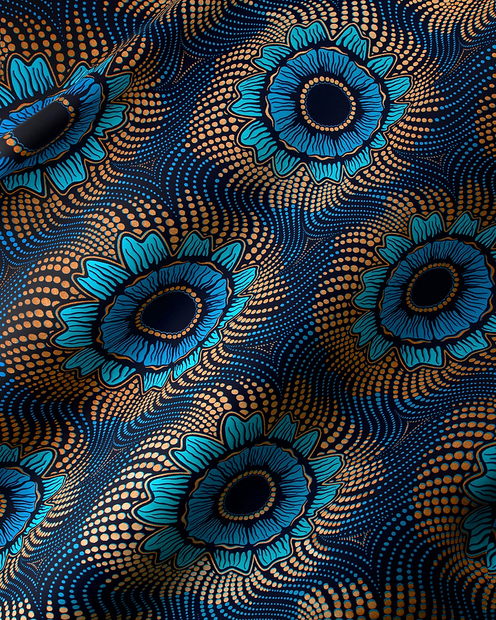 Vibrant blue floral-patterned fabric bold wax hollandais vl04352.011