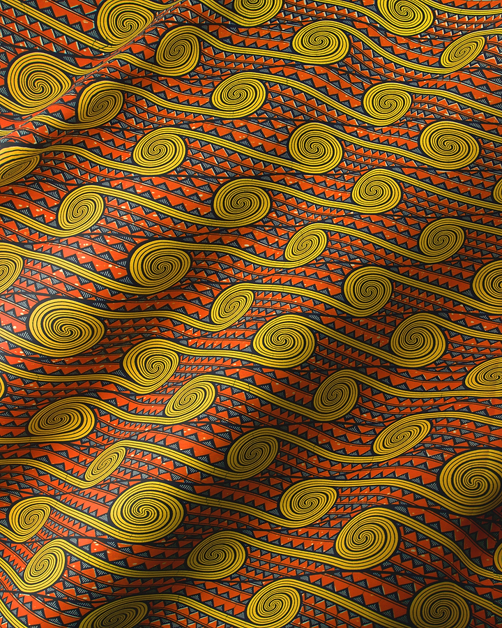 Rich orange fabric bold yellow wax hollandais vl04531.024