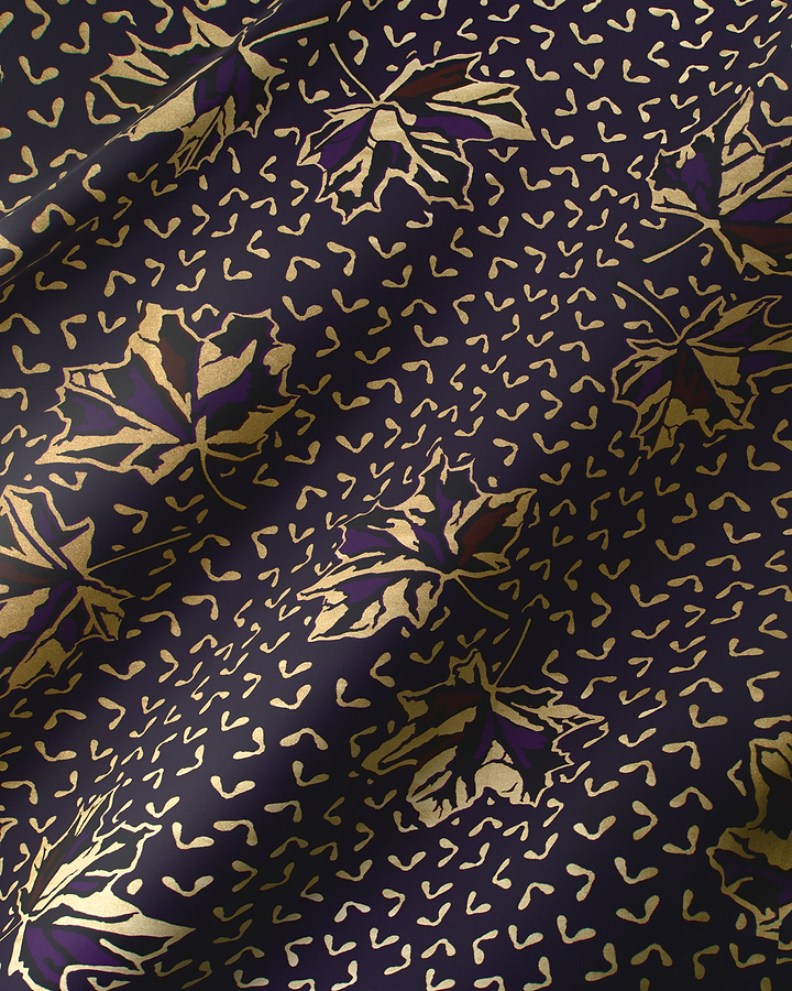 Dark purple fabric pattern gold-leaf sky wax vl04735.096