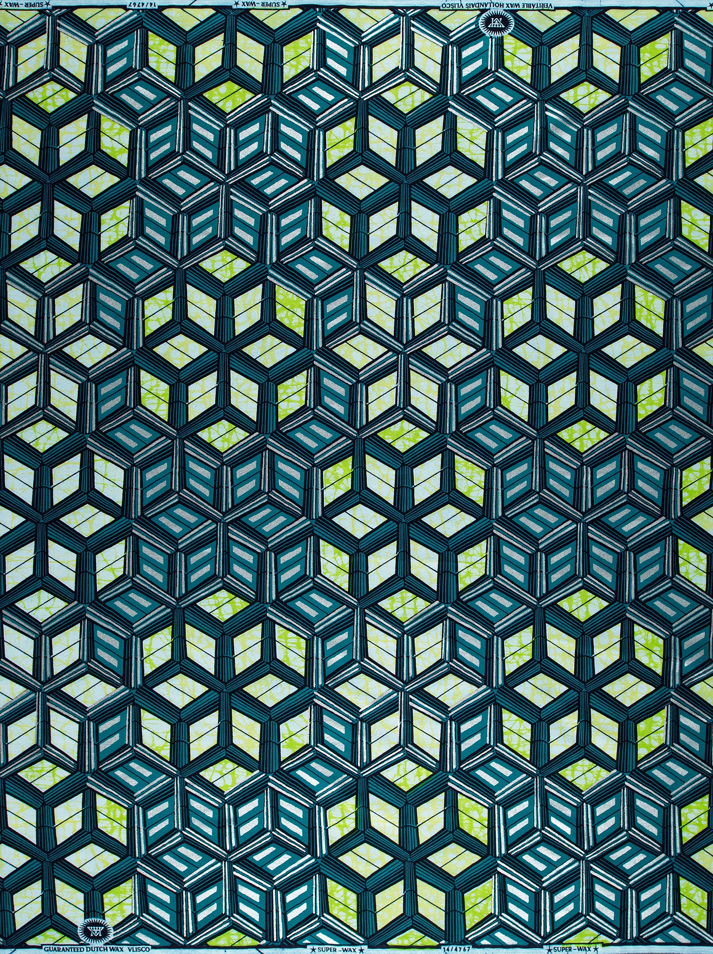 Geometric-patterned fabric three-dimensional cube motifs super-wax vl04767.012